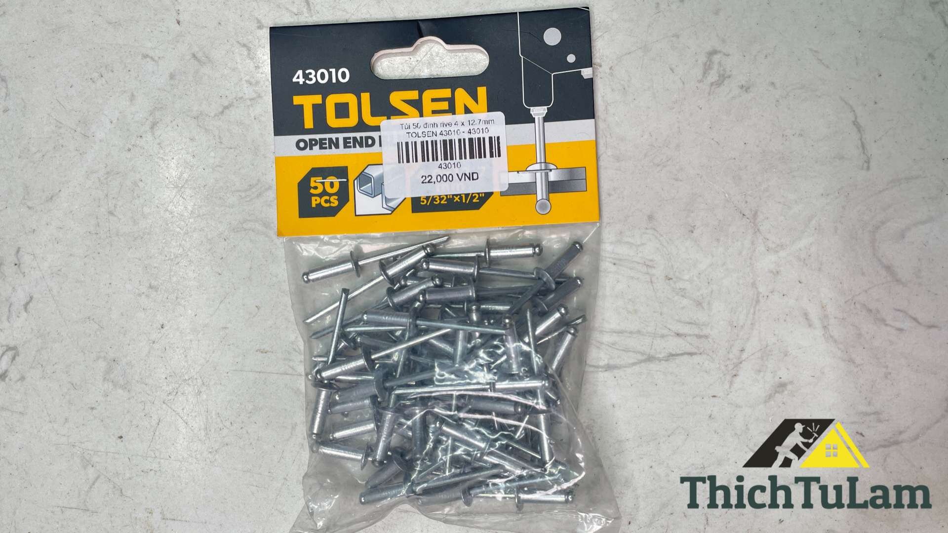 Túi đinh 50 đinh rive 4 x 12.7mm Tolsen 43010