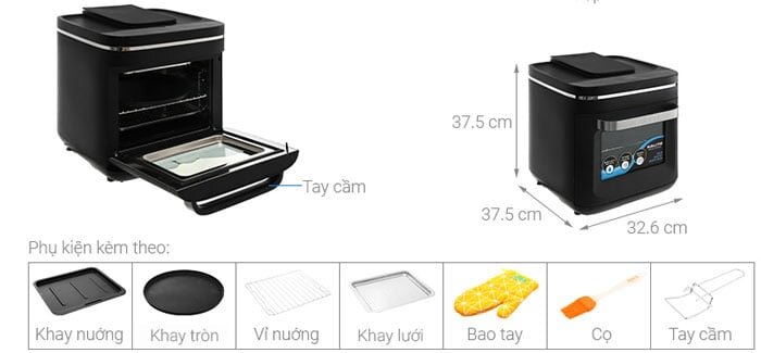 Kích thước của nồi chiên hơi nước Kalite Steam X