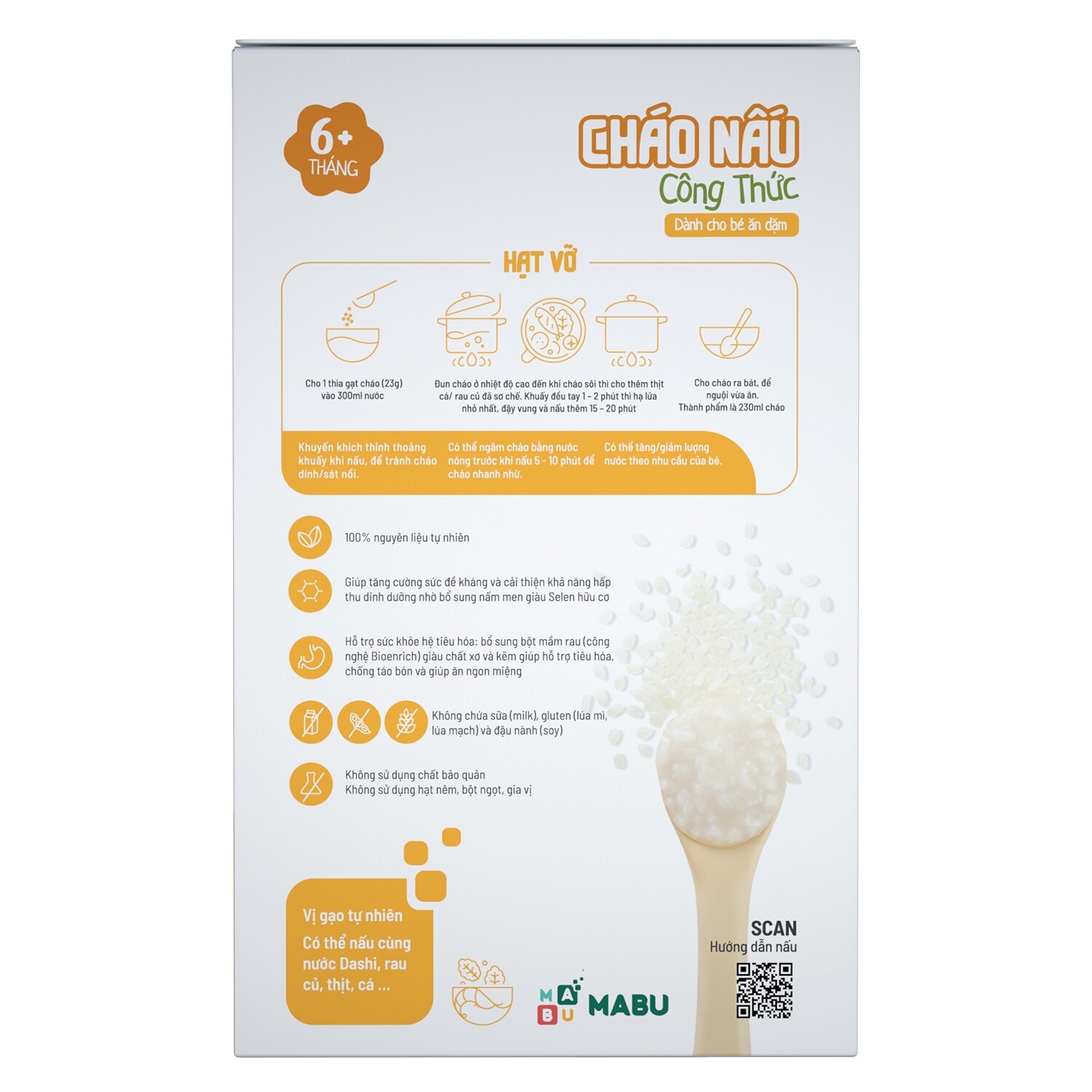 Hướng dẫn nấu cháo hạt vỡ ăn dặm Mabu 900g