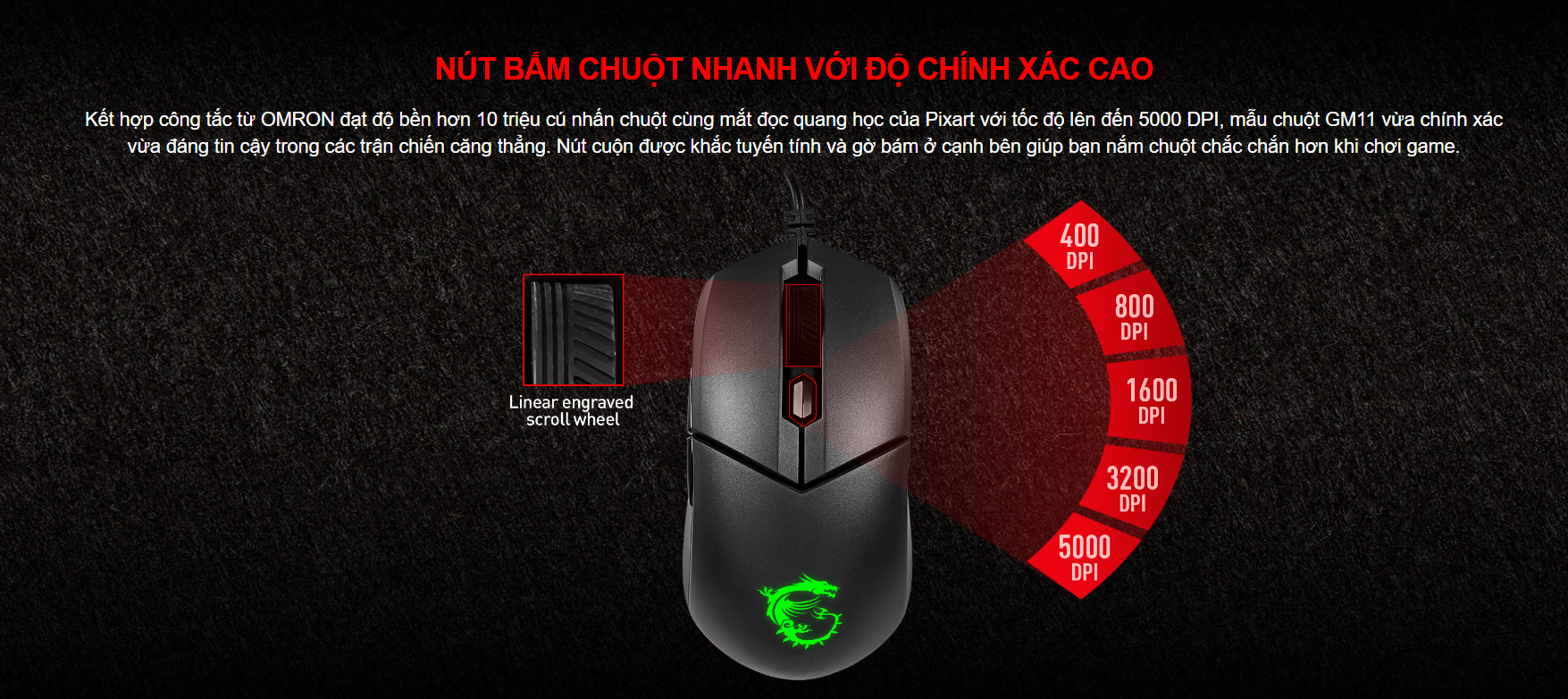 Chuột game MSI Clutch GM11 đen (USB/RGB) 5