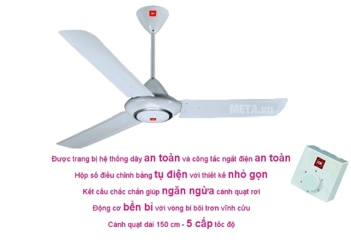Quạt trần KDK M60XG (3 cánh - 5 tốc độ) Quạt trần KDK M60XG (3 cánh - 5 tốc độ)