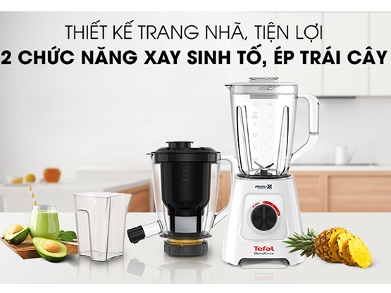 Máy xay sinh tố Tefal BL42Q166 có 2 chức năng xay và ép trái cây Máy xay sinh tố Tefal BL42Q166 có 2 chức năng xay và ép trái cây