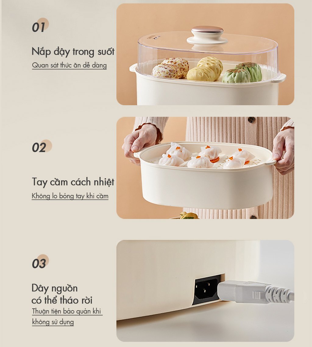 Bear DDZ-C10V1 thiết kế chắc chắn Nồi nấu chậm đa năng Bear DDZ-C10V1