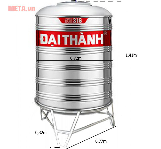 Bồn nước inox Đại Thành V500 đứng - SUS 316