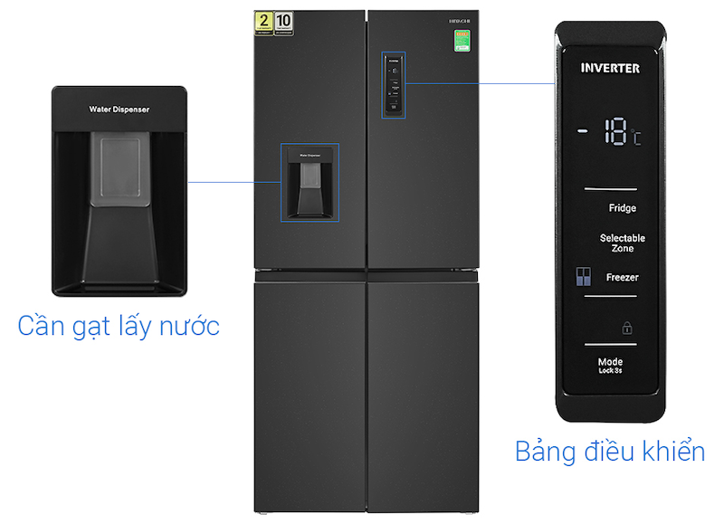 Tủ lạnh Hitachi Inverter 464 lít HR4N7520DSWDXVN 4 Bảng điều khiển cảm ứng phẳng với độ nhạy cao