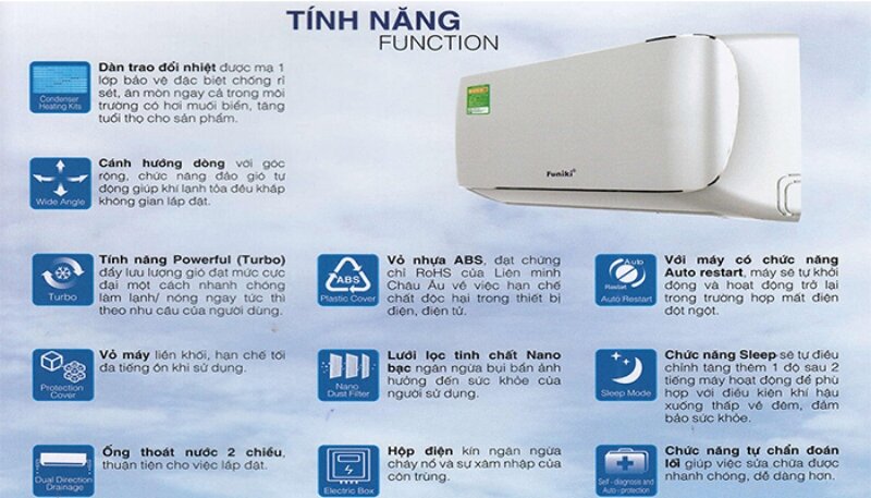 Điều hòa Funiki 9000 BTU 2 chiều SH09MMC nhiều tiện ích