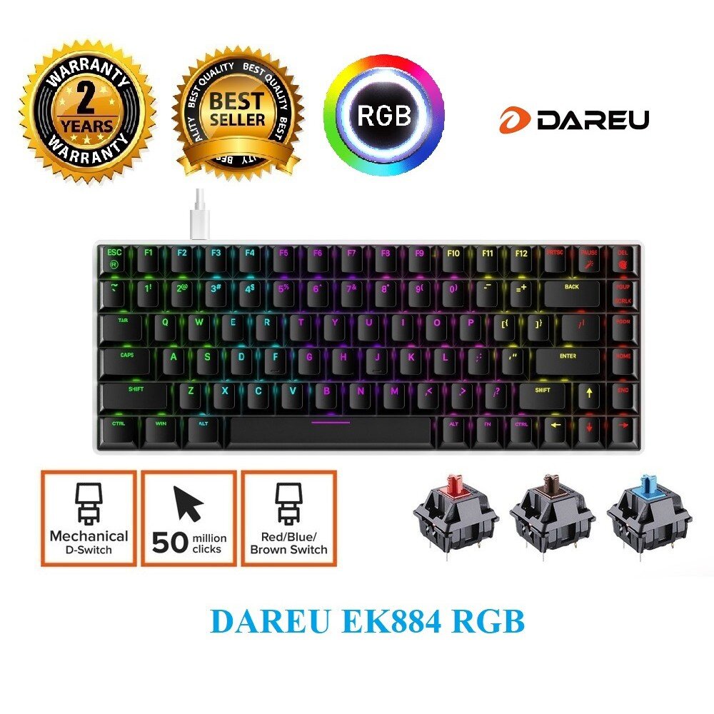 Bàn phím cơ Dareu EK884 RGB Black Blue sw (USB) 2