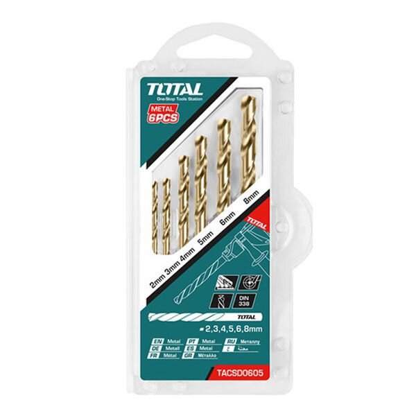 Bộ 6 mũi khoan kim loại HSS 2-8mm Total TACSD0605
