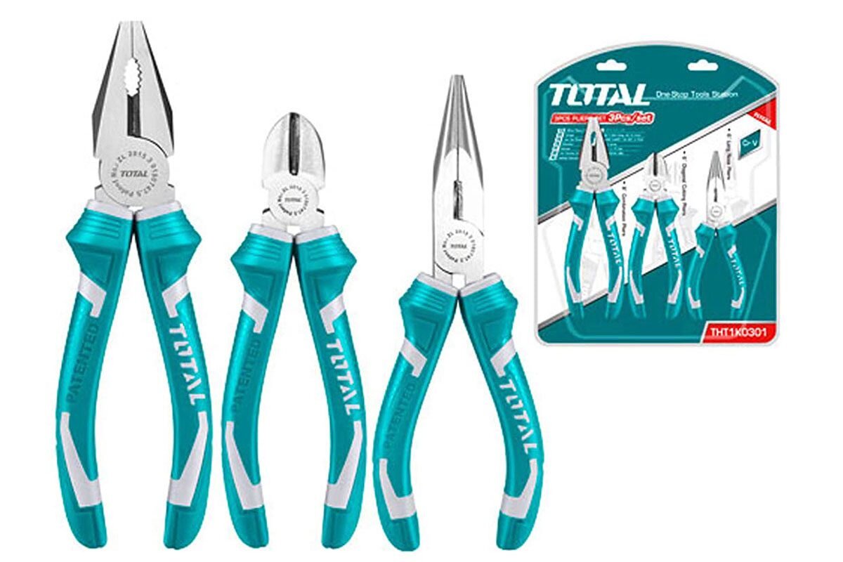 Bộ 3 kềm cắt, kềm răng và kềm mỏ dài Total THT1K0301