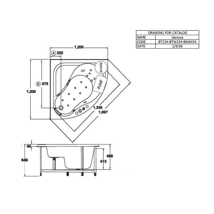 Bản vẽ kỹ thuật bồn tắm xây COTTO BT234PP(H)