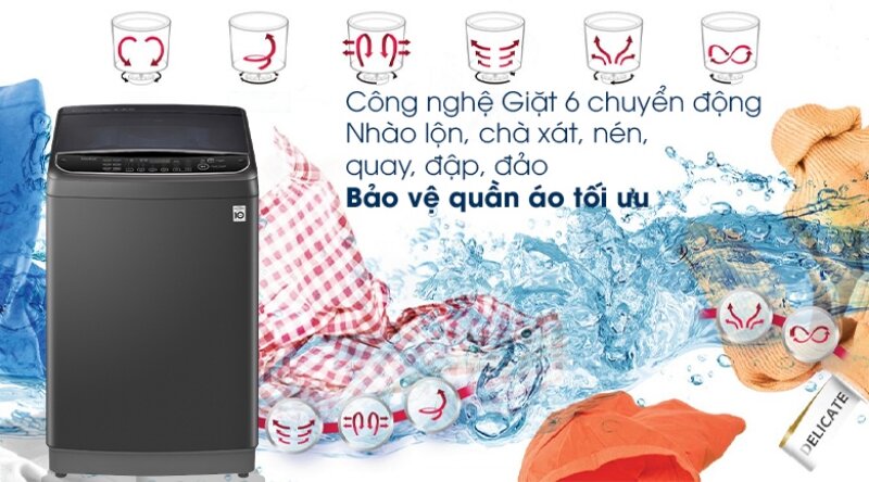 Máy giặt LG Inverter 11 kg TH2111SSAB giặt 6 bước