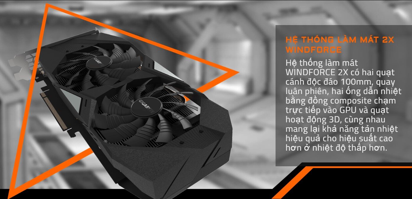 Card màn hình Gigabyte RTX 2060 WINDFORCE OC - 12GD (12GB GDDR6, 192-bit, HDMI+DP, 1x8-pin)