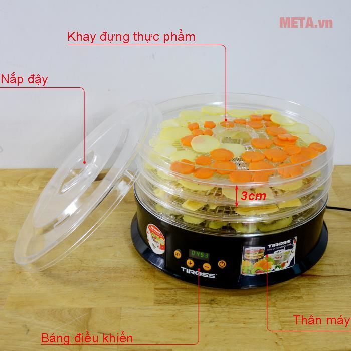 Máy sấy hoa quả, thực phẩm đa năng Tiross TS9682 Máy sấy hoa quả, thực phẩm đa năng Tiross TS9682