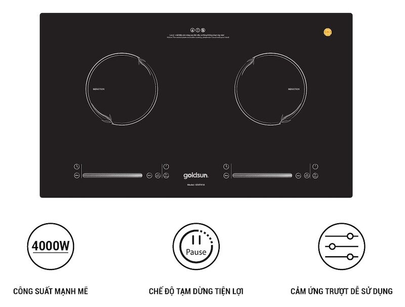 bếp từ đôi Goldsun GDI7410 được trang bị hàng loạt tính năng bảo vệ người dùng