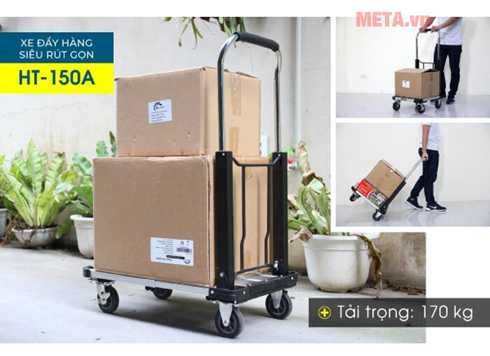 Xe đẩy hàng 4 bánh siêu rút gọn Advindeq HT-150A