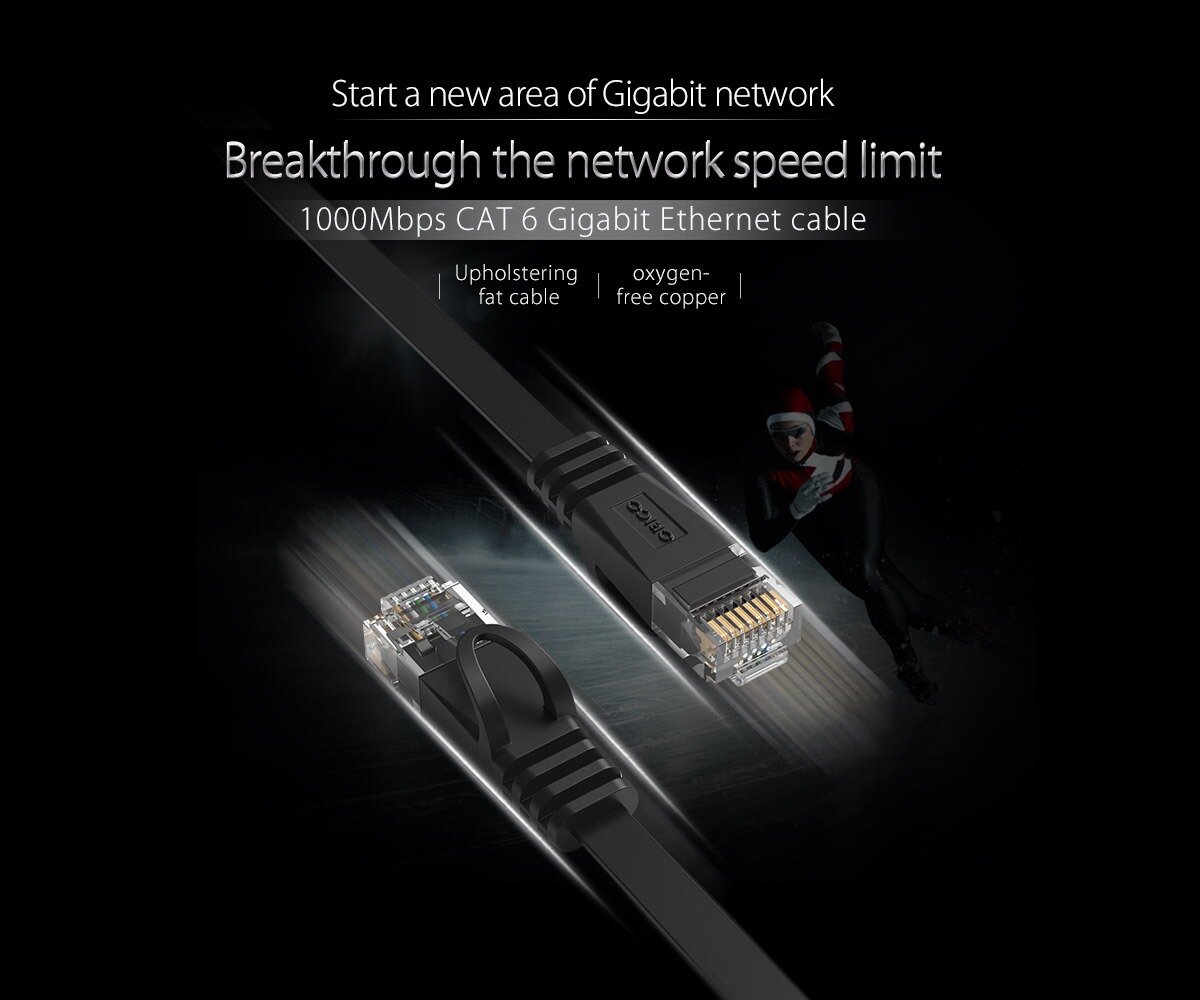 Cáp mạng CAT6 dẹt 10m ORICO PUG-C6B-100-BK ảnh 1