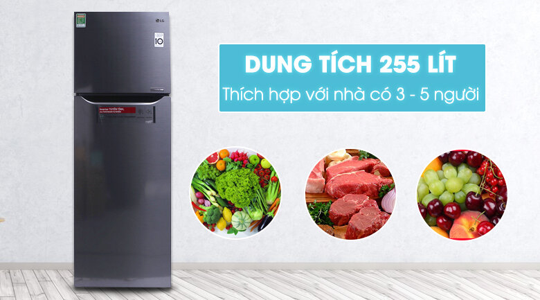 Tủ lạnh LG Inverter 255 lít GN-L255PS Tủ lạnh LG Inverter 255 lít GN-L255PS