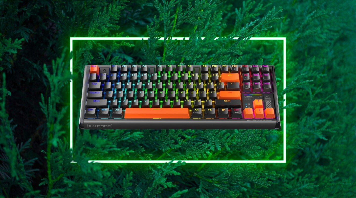 Bàn phím Machenike K600E-B87W Tri-mode RGB GR Silver Switch 2