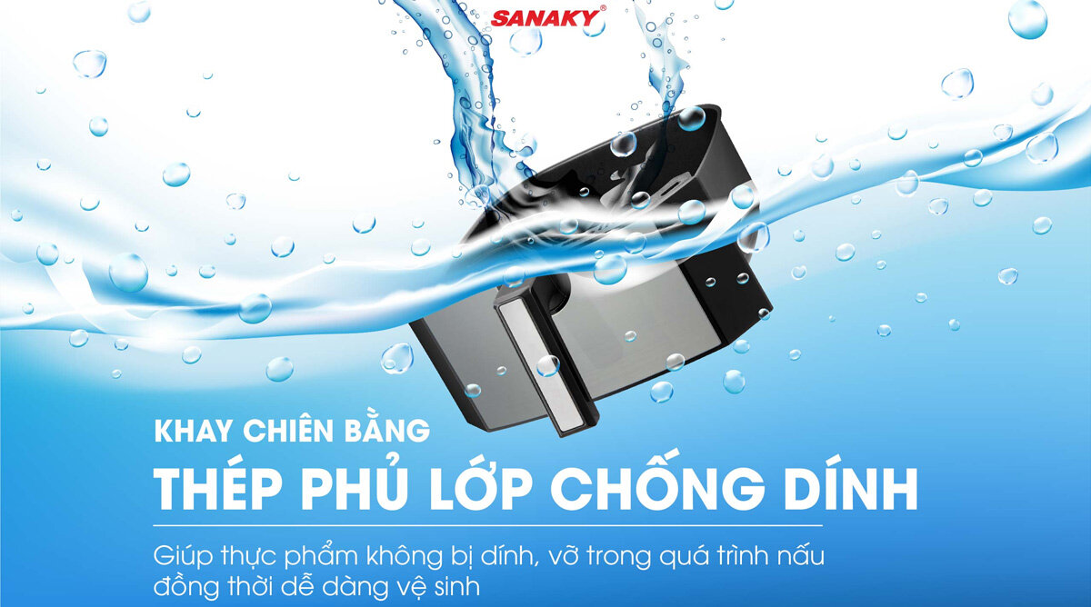 Khay chiên nồi Sanaky VH-60AT1 bằng thép phủ lớp chống dính