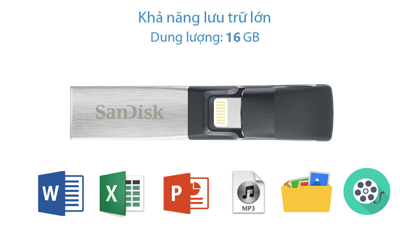USB OTG 16 GB Sandisk iXpand cho iPhone-iPad USB OTG 16 GB Sandisk iXpand cho iPhone-iPad