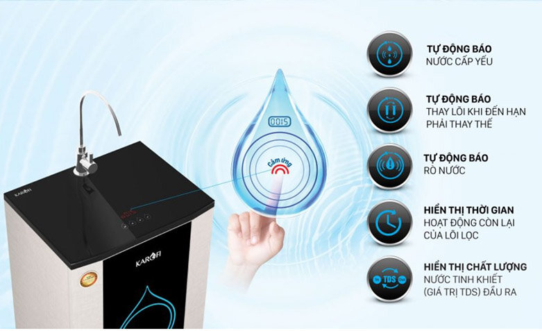 Máy lọc nước RO dạng tủ IQ Karofi K9IQ-2AU | được trang bị chế độ tự động sục rửa màng RO hiện đại