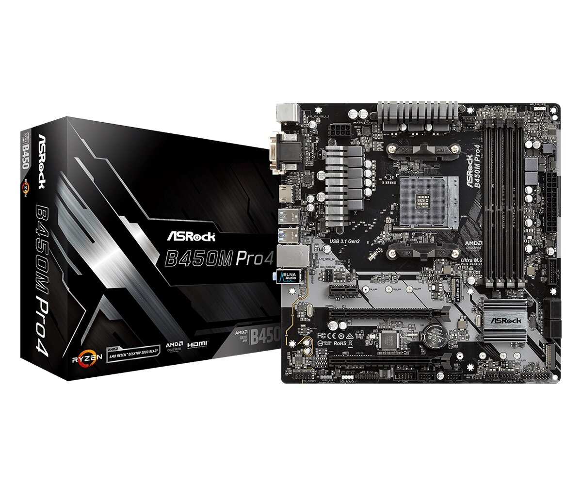 Main Asrock B450M Pro4 (Chipset AMD B450/ Socket AM4/ VGA onboard)