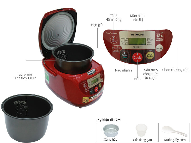 Nồi cơm điện Hitachi 1.8 lít DMD18Y