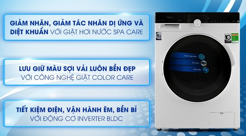 máy giặt cửa ngang midea 8.5 Kg MFK85-1401WK 2020 s