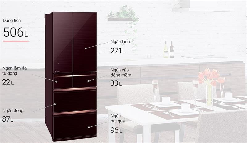 Tủ lạnh 6 cánh Mitsubishi Electric MR-WX52D-F-V - 506 Lít