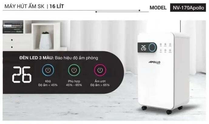 Máy hút ẩm Apollo Sumikura 16 lít NV-170Apollo Máy hút ẩm Apollo Sumikura 16 lít NV-170Apollo