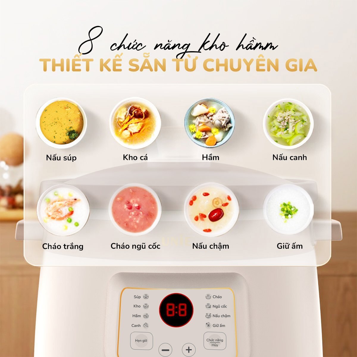 Nồi kho hầm đa năng Unie USC308 có 8 công thức nấu ăn
