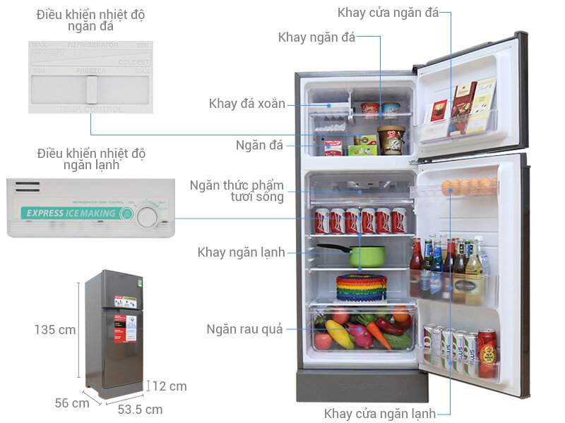 Tủ lạnh Sharp 180 lít SJ-195E-DSS