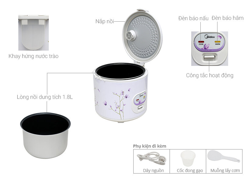 Nồi cơm điện Midea 1.8 lít MR-CM1811