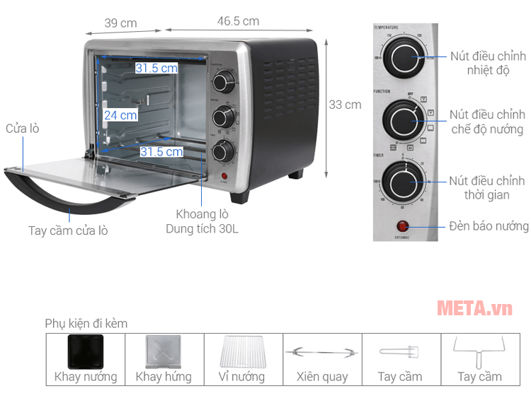 Lò nướng Electrolux EOT30MXC 30 lít Lò nướng Electrolux EOT30MXC 30 lít