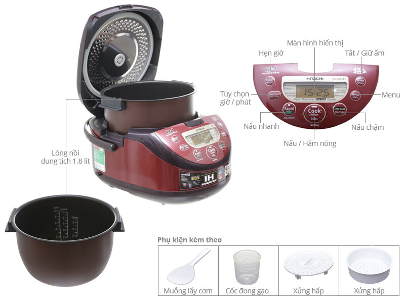 Nồi cơm điện từ Hitachi RZ-GHE18 1.8 lít