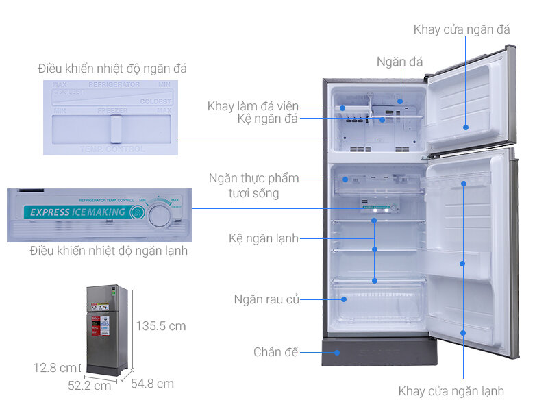 Tủ lạnh Sharp 180 lít SJ-198P-CSA Tủ lạnh Sharp 180 lít SJ-198P-CSA