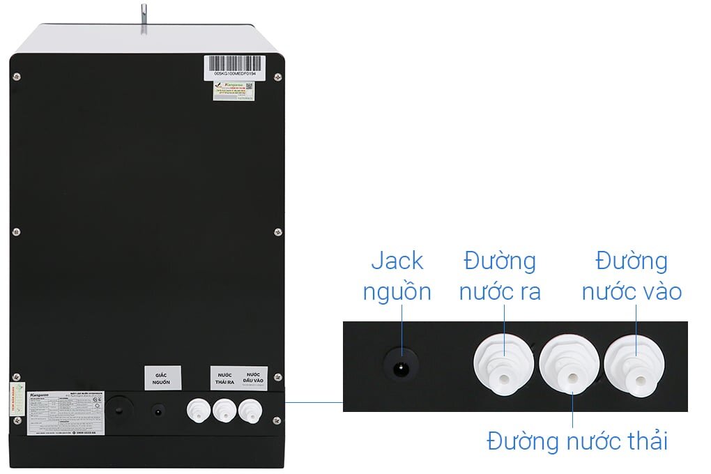 Đường nước vào ra của máy lọc nước Kangaroo KG100MED