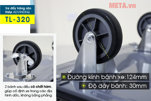 Xe đẩy hàng 4 bánh sàn thép Advindeq TL-320
