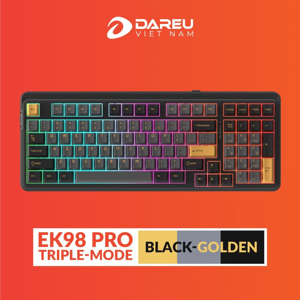 Bàn phím cơ DareU EK98 Pro Black Golden 
