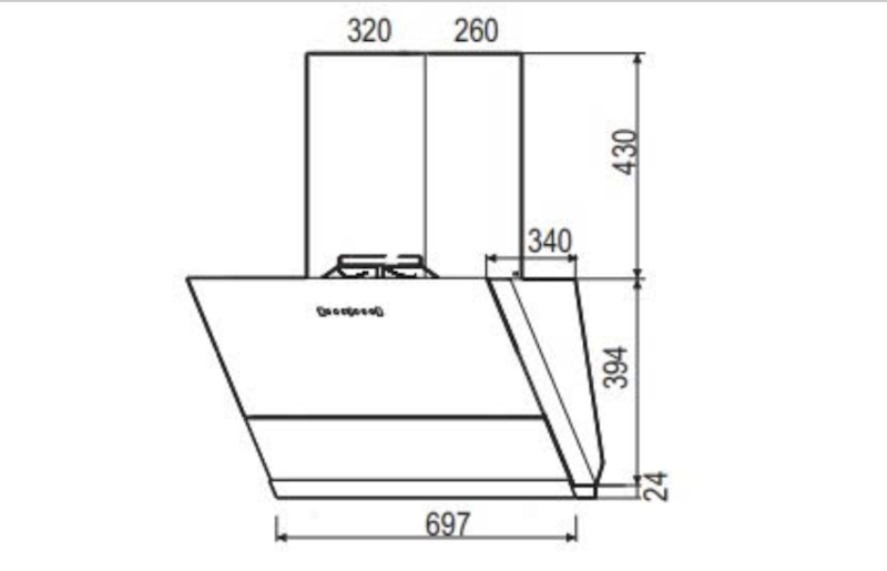 Kích thước máy hút mùi Bauer BC 70MTV