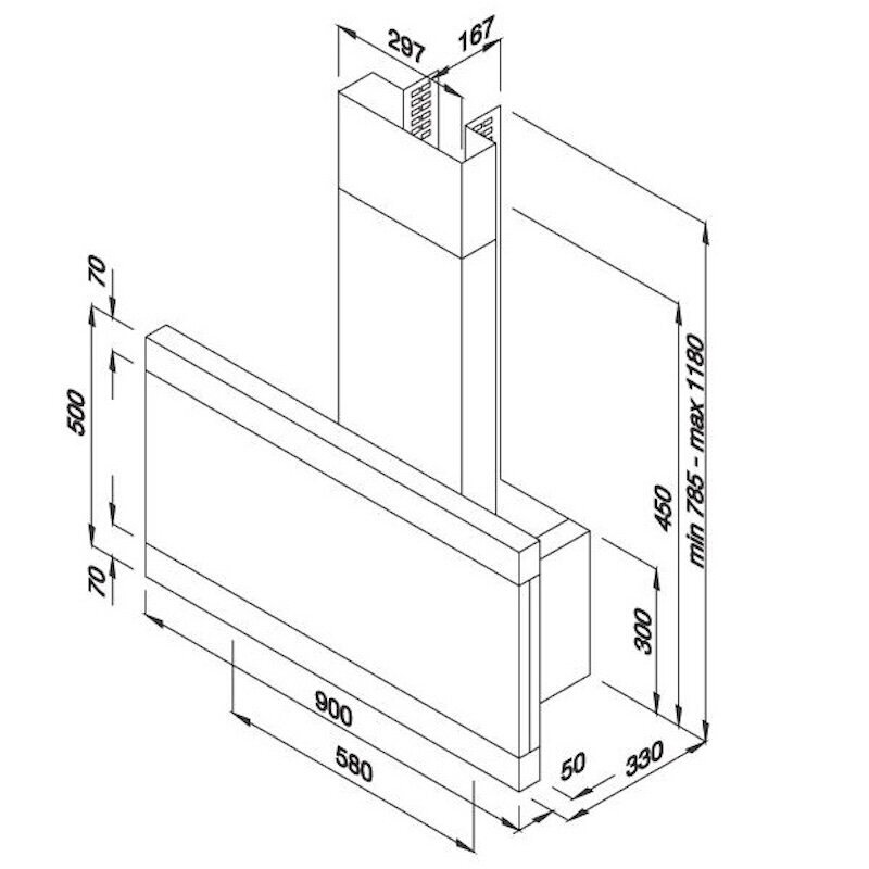 Máy hút mùi Malloca LATINA-K500F được thiết kế để dễ dàng lắp đặt.