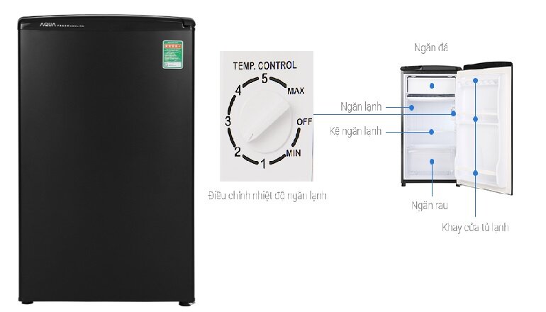 Thiết kế tủ lạnh Aqua AQR-D99FA (BS) 90 lít nhỏ gọn, dễ dàng dịch chuyển