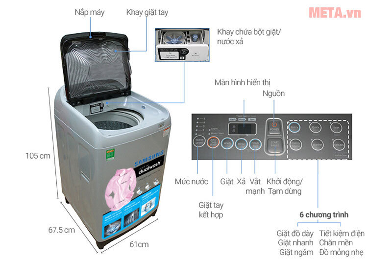 máy giặt lồng đứng Samsung WA10J5710SW/SV máy giặt lồng đứng Samsung WA10J5710SW/SV