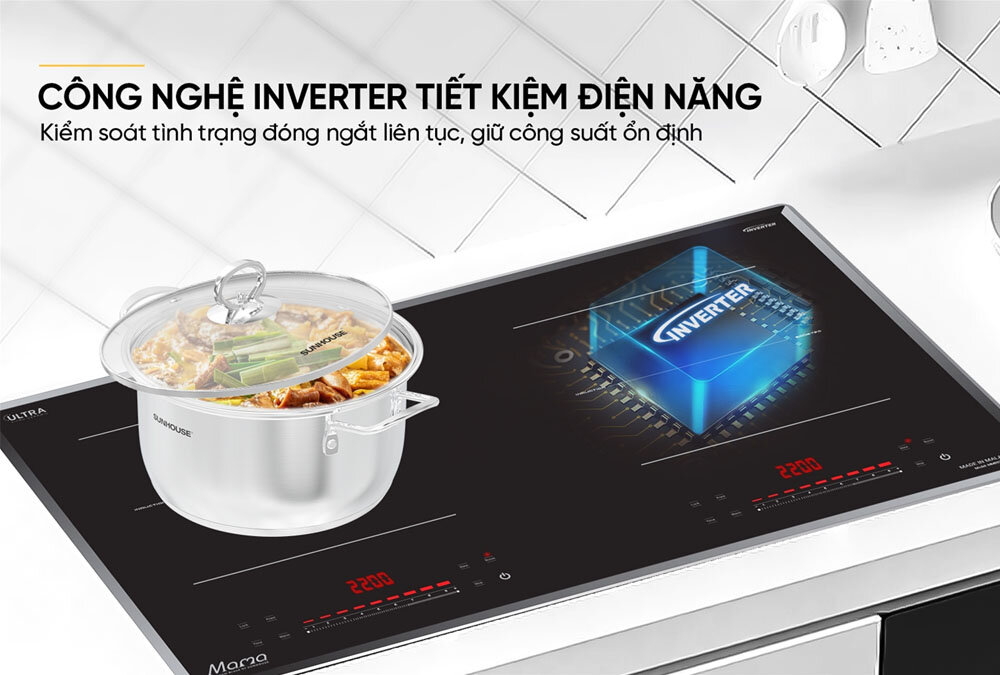 Công nghệ Inverter trên Bếp Đôi Điện Từ Mama MMB82172-MMC