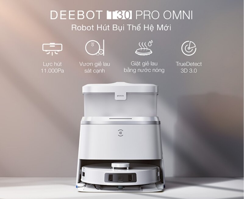 Robot hút bụi lau nhà Ecovacs Deebot T30 Pro Omni
