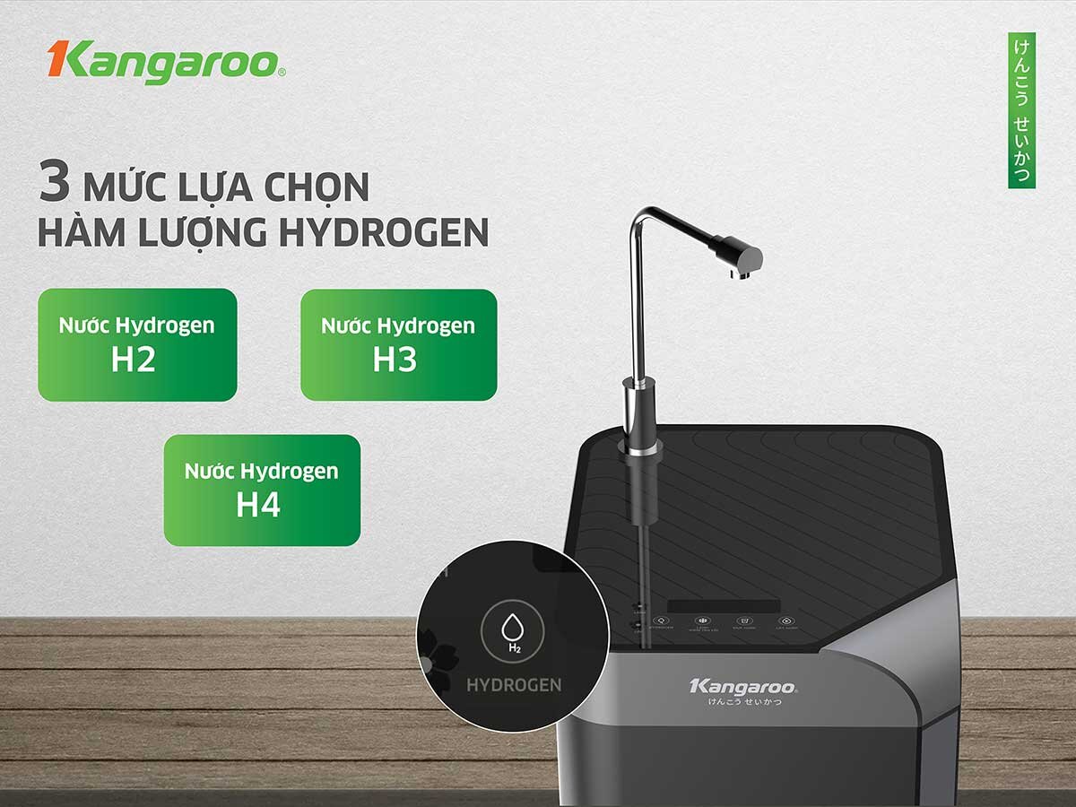 Máy lọc nước RO Kangaroo KG100EW có 3 mức lựa chọn nước Hydrogen