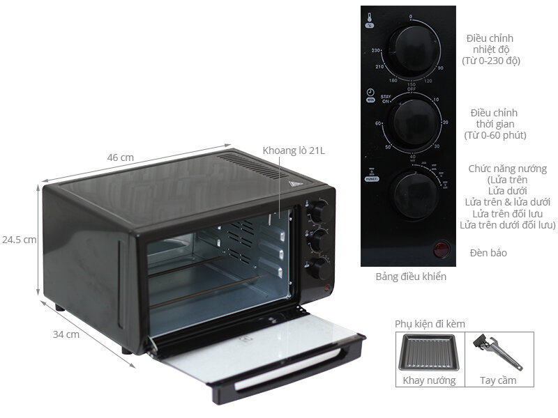 Lò nướng Electrolux EOT4550 21 lít