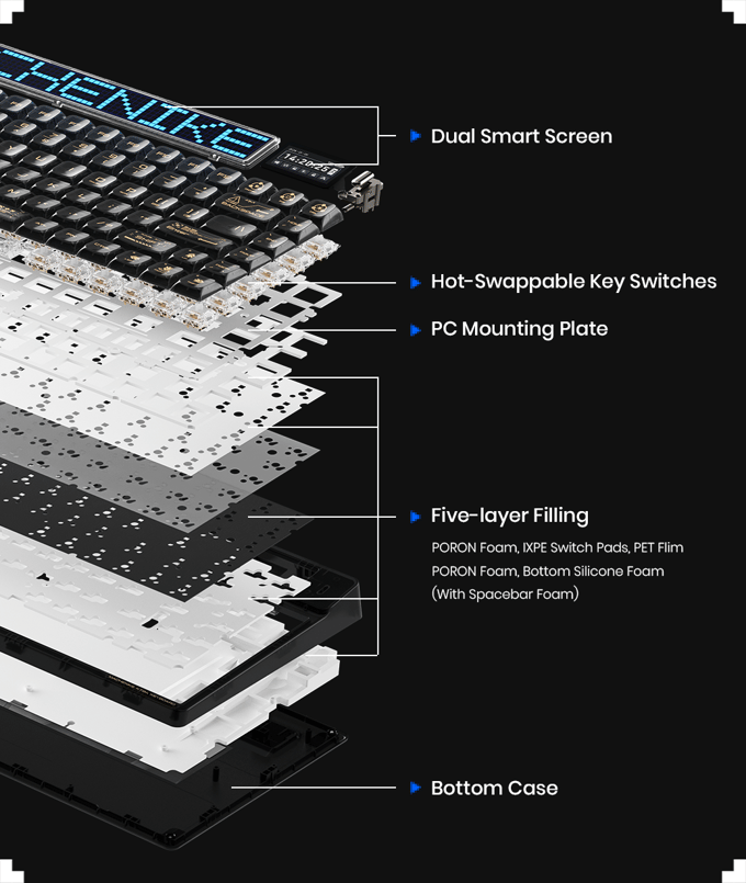 Bàn phím Machenike KT84-B84W Smart Screen Tri-mode 7