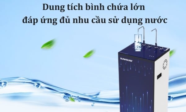 Máy lọc nước nóng lạnh RO Sunhouse 10 lõi SHA76216CK có dung tích bình nước lớn