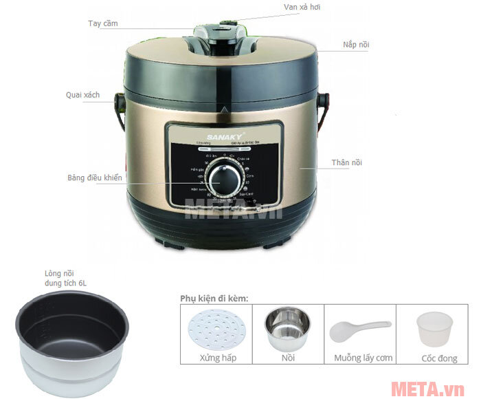 Nồi áp suất điện tử đa năng Sanaky SNK 57C